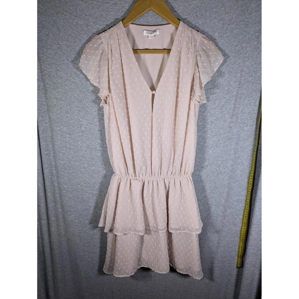 Yumi Kim‎ Dress Womens Medium Chelsea Blush V neck Ruffle Coquette Romantic